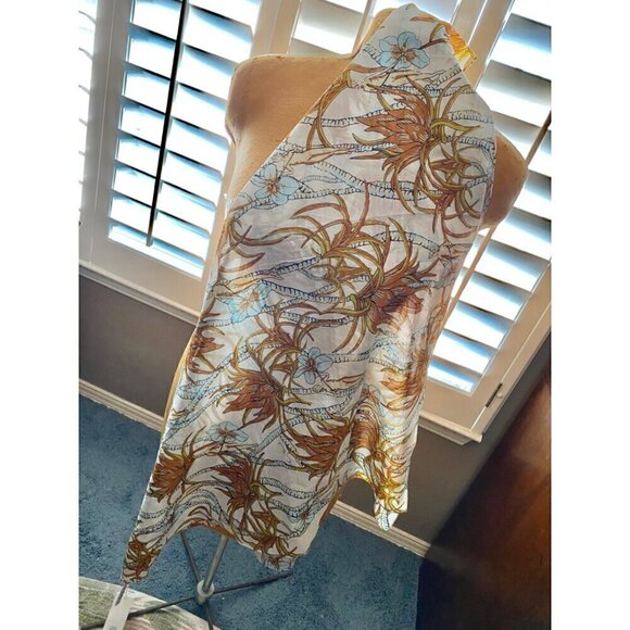 tory burch climbing palms square scarf cotton 36”x36” $228 #144936-6223 multi - Picture 4 of 11